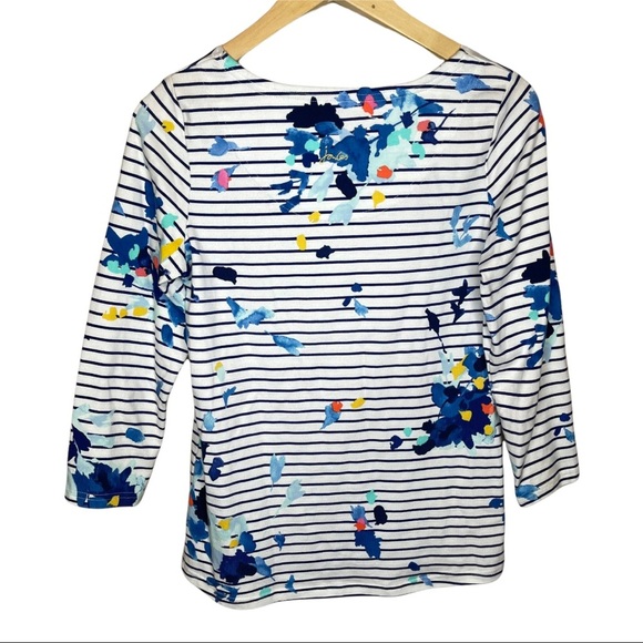 Joules Harbor Print Jersey Top in Multi Flo Stripe Size 2 - Picture 3 of 9
